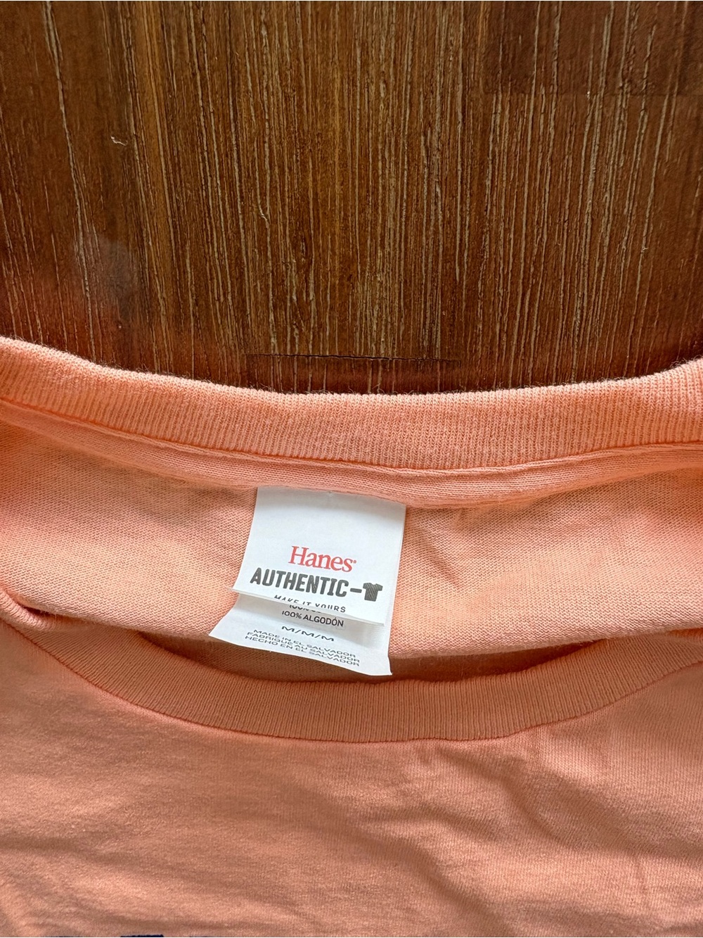 Hanes Peach Short Sleeve Tee with Navy "Block Island" Print - Picture 3 of 3